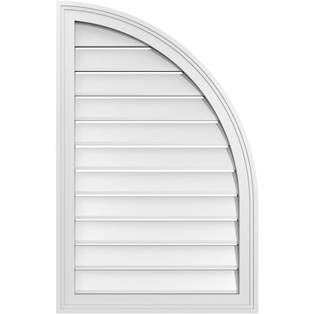 Ekena Millwork Quarter Round Top Right Surface Mount PVC Gable Vent w/ 2"W x 1-1/2"P Brickmould Frame, 22"W x 34"H GVPQR22X3402SF